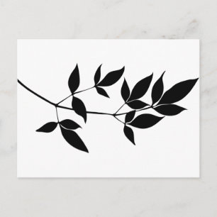 Carte Postale Silhouette de branche feuille vectorielle noire et