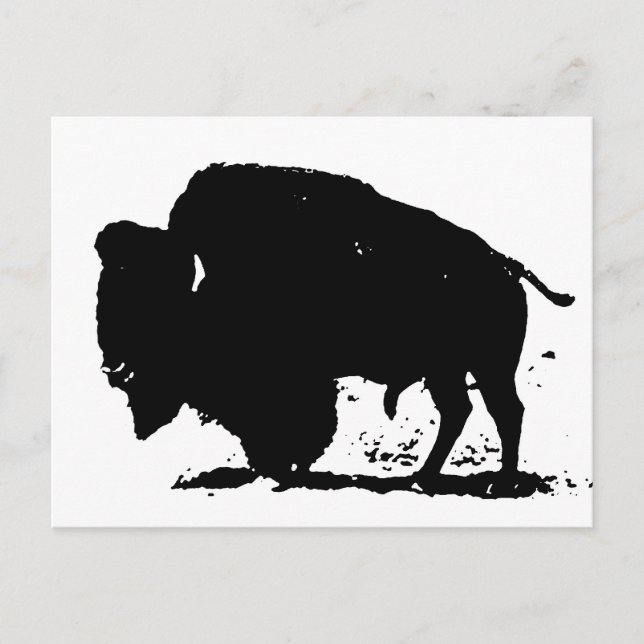 Carte Postale Silhouette de buffle noir et blanc (Devant)