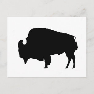 Carte Postale Silhouette de buffle noir et blanc Pop Art