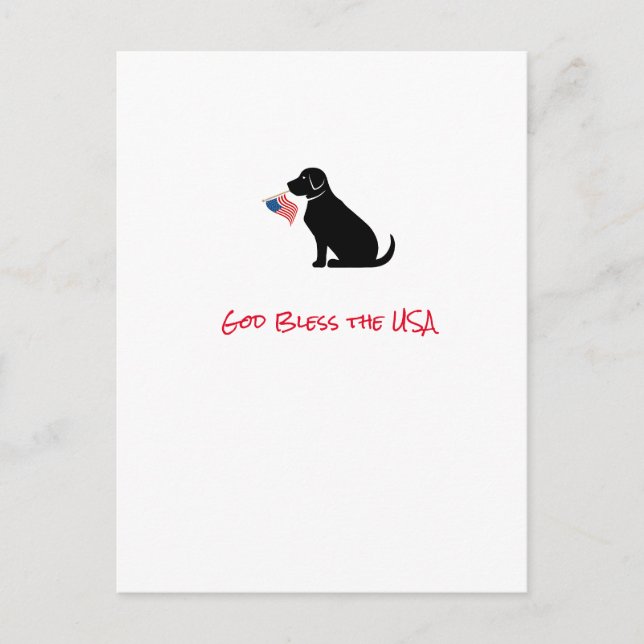 Carte Postale Silhouette de chien labrador noir patriotique Drap (Devant)