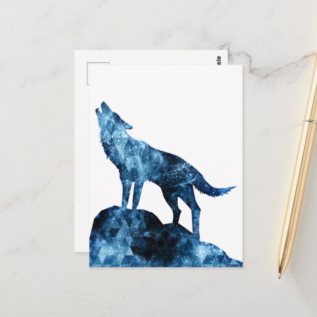 Carte Postale Silhouette de fumée brillante bleue hurlante (Devant/Arrière en situation)