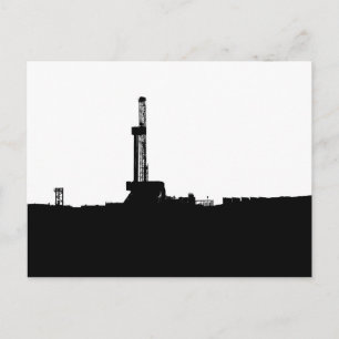 Carte postale Silhouette de la plateforme de forag