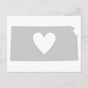Carte Postale Silhouette de l'État du Kansas cœur