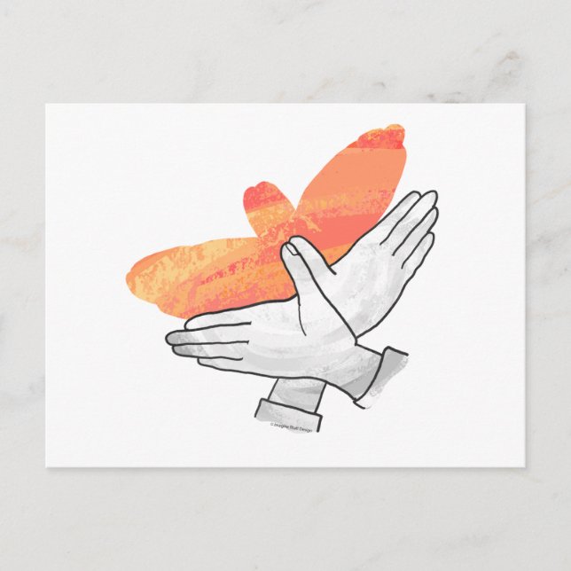 Carte Postale Silhouette de main Aigle Orange (Devant)