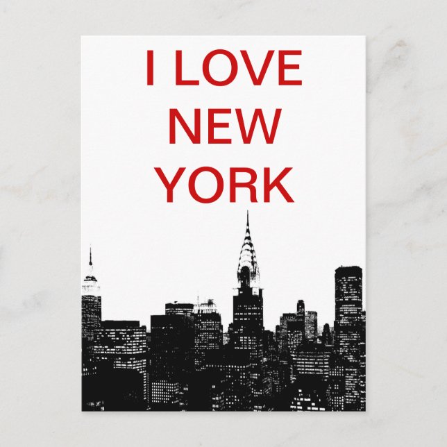 Carte Postale Silhouette de New York noir et blanc (Devant)