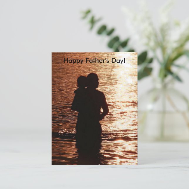 Carte Postale Silhouette de papa et enfant Fête des pères (Debout devant)