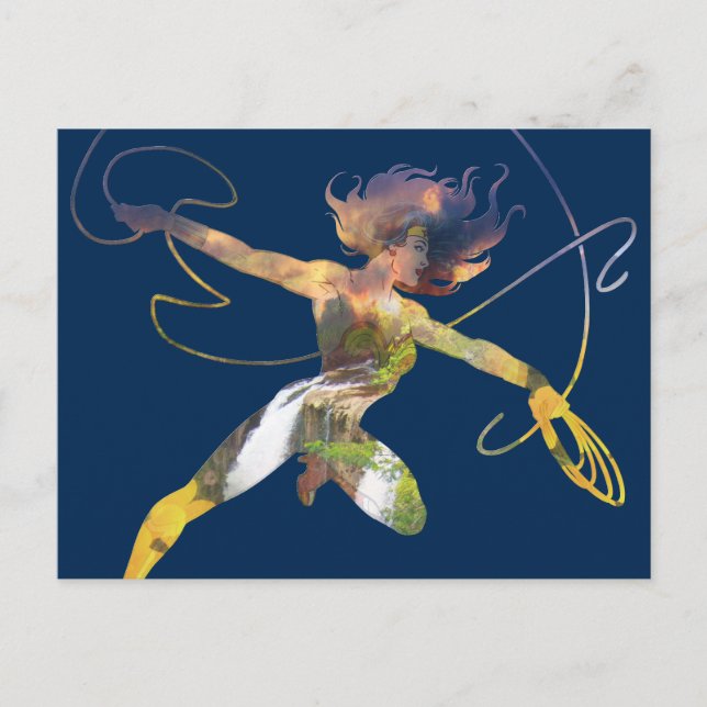Carte Postale Silhouette de Wonder Woman au coucher du soleil av (Devant)