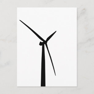 Carte Postale Silhouette d'énergie verte à éolienne simple