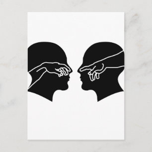 Carte Postale Silhouette des visages masculins avec les mains