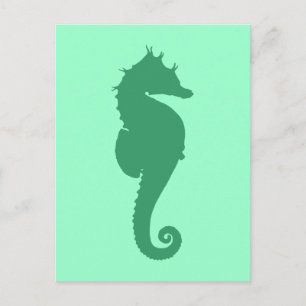 Carte Postale Silhouette d'Hippocampe Vert