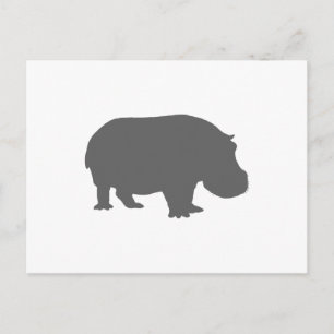 Carte Postale Silhouette d'hippopotame gris