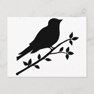 Carte Postale Silhouette d'oiseau noir
