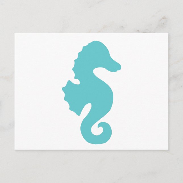 Carte Postale Silhouette du cheval de mer turquoise (Devant)