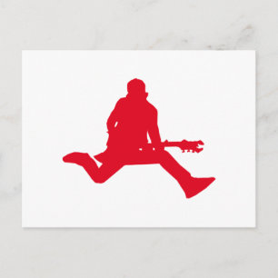 Carte Postale Silhouette du joueur de guitare rouge