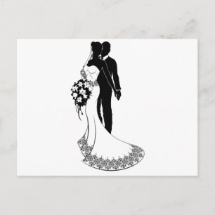 Carte Postale Silhouette du Mariage de mariée et de chambre