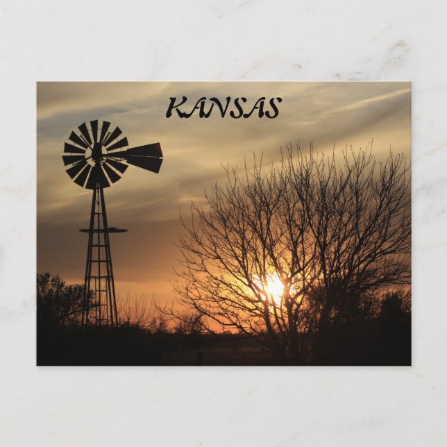 Carte postale Silhouette du moulin à vent Kansas S (Devant)
