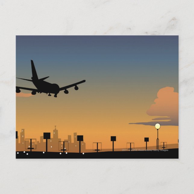 Carte Postale Silhouette d'un avion en vol (Devant)