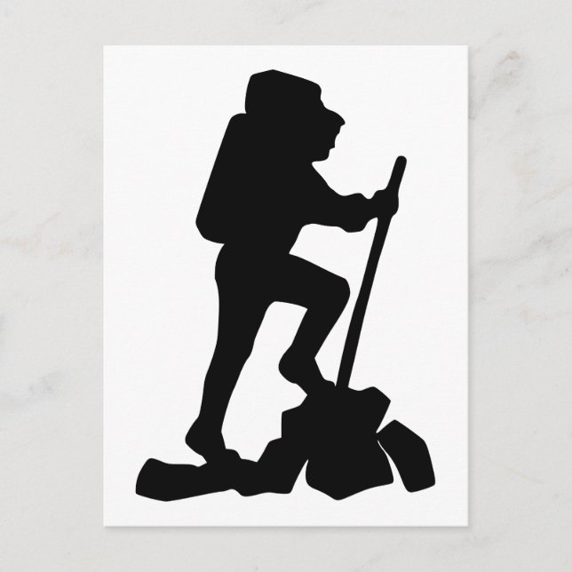 Carte Postale Silhouette d'un Randonnée de randonneur en haut d' (Devant)