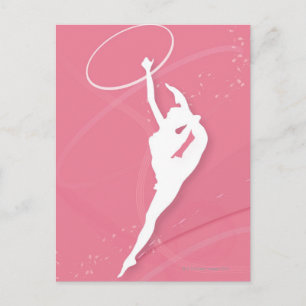 Carte Postale Silhouette d'une gymnaste féminine jouant avec un