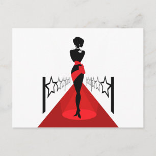 Carte Postale Silhouette femme élégante sur tapis rouge avec éto