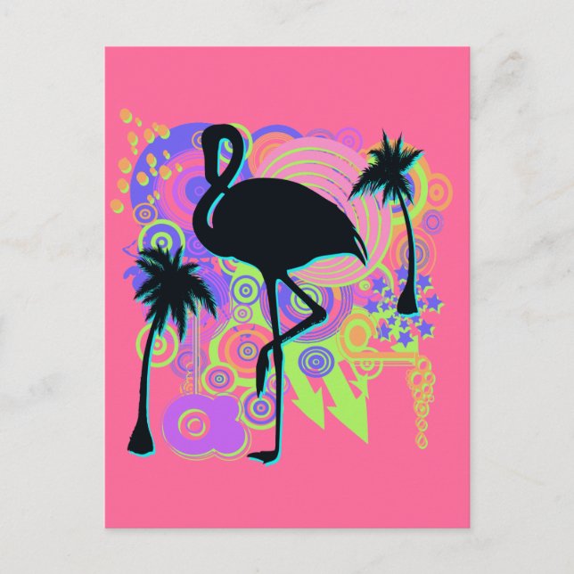 Carte Postale Silhouette Flamant rose rose (Devant)