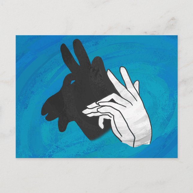 Carte Postale Silhouette main Billy Chèvre bleu (Devant)