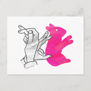 Carte Postale Silhouette main Rabbit rose