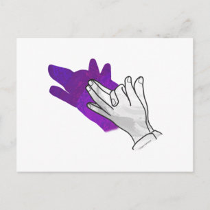 Carte Postale Silhouette main Wolf pourpre