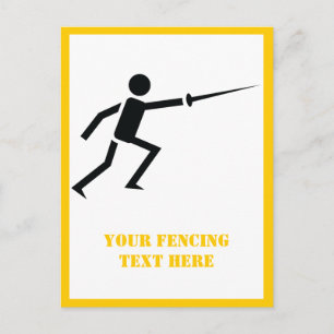 Carte Postale Silhouette noire Fencer, escrime vertical