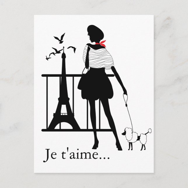 Carte Postale Silhouette rouge et noire femme rétro (Devant)