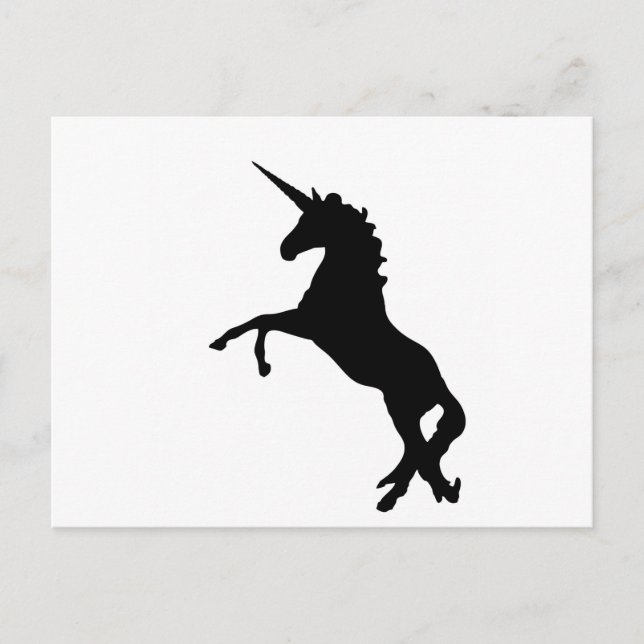 Carte Postale Silhouette Unicorne noire sur pattes arrières (Devant)