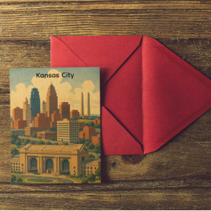 Carte Postale Silhouette vintage de Kansas City