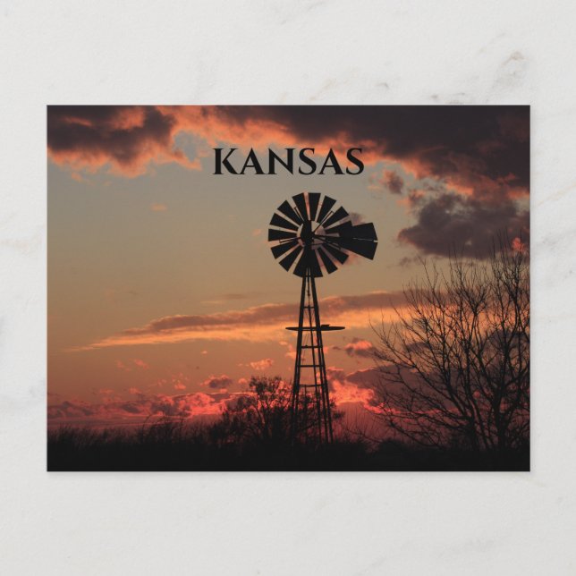 Carte postale Silhouette Windmill Kansas (Devant)