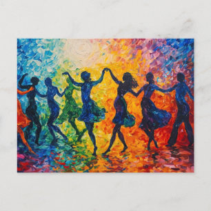 Carte Postale Silhouettes colorées dansant