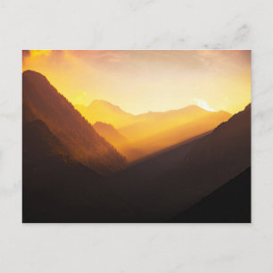Carte Postale Silhouettes de montagne Coucher de soleil Belle na