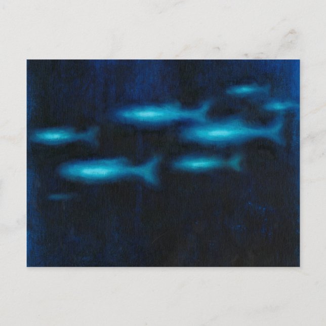 Carte Postale Silhouettes de poisson bleu translucide (Devant)