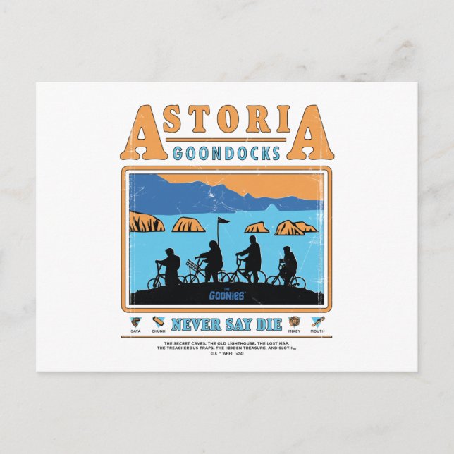 Carte Postale Silhouettes des Goonies sur les Goondocks d'Astori (Devant)