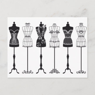 Carte Postale silhouettes mannequins de mode vintage