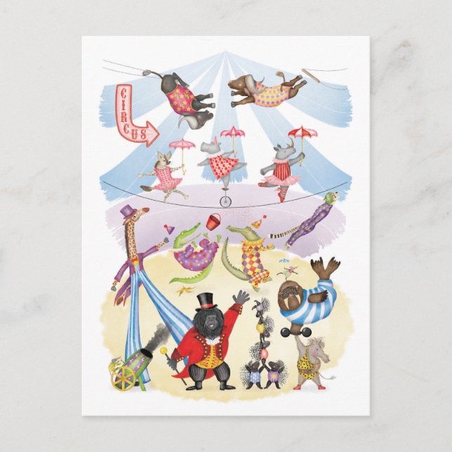 Carte Postale Silly animal circus postcard (Devant)