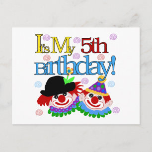 Carte Postale Silly Clowns 5th Birthday Tshirts et cadeaux