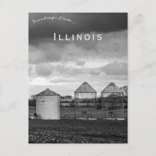 Carte Postale Silos à grains par temps orageux dans l'Illinois