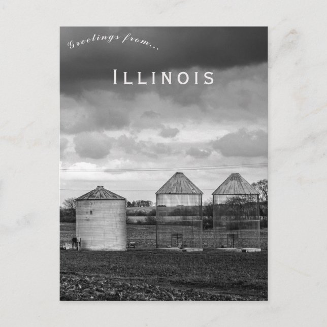 Carte Postale Silos à grains par temps orageux dans l'Illinois (Devant)