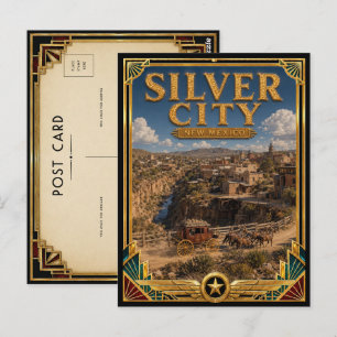 Carte Postale Silver City Nouveau-Mexique Art Déco Vintage Âge d