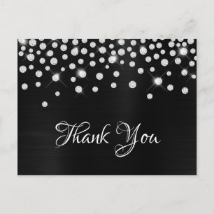 Carte Postale Silver Diamond Confetti Black Satin Gradient Phuil