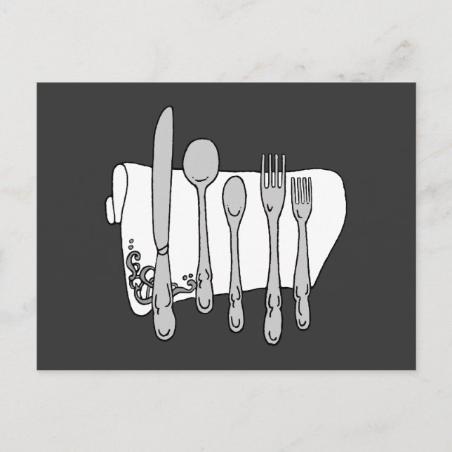 Carte postale Silverware Black White Art (Devant)