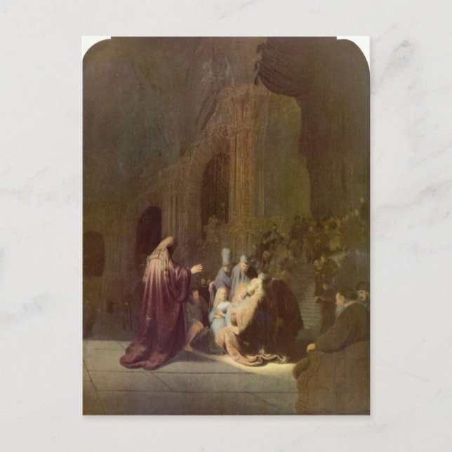 Carte Postale Siméon dans le temple par Rembrandt (Devant)