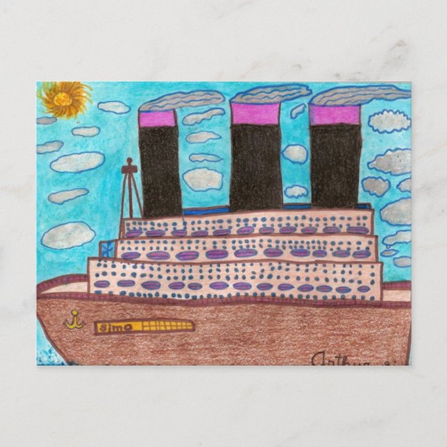 Carte Postale Simo Aller Autour D'Un Navire (Devant)