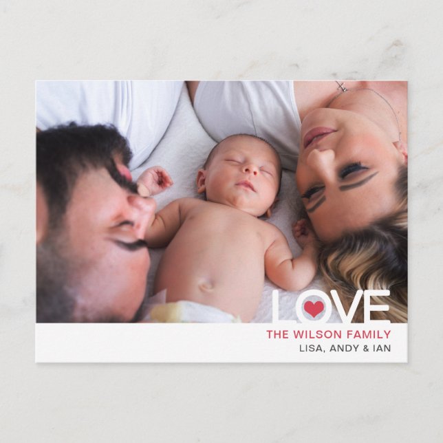 Carte Postale Simple Amour Coeur mignon Photo Valentines Day (Devant)