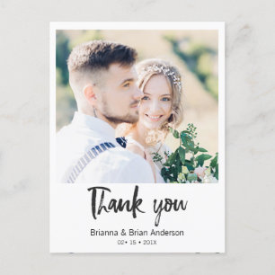 Carte postale simple Black Calligraphie Merci phot