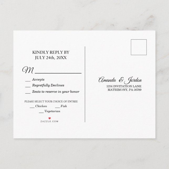 Carte postale simple Black White Calliting Respons (Dos)